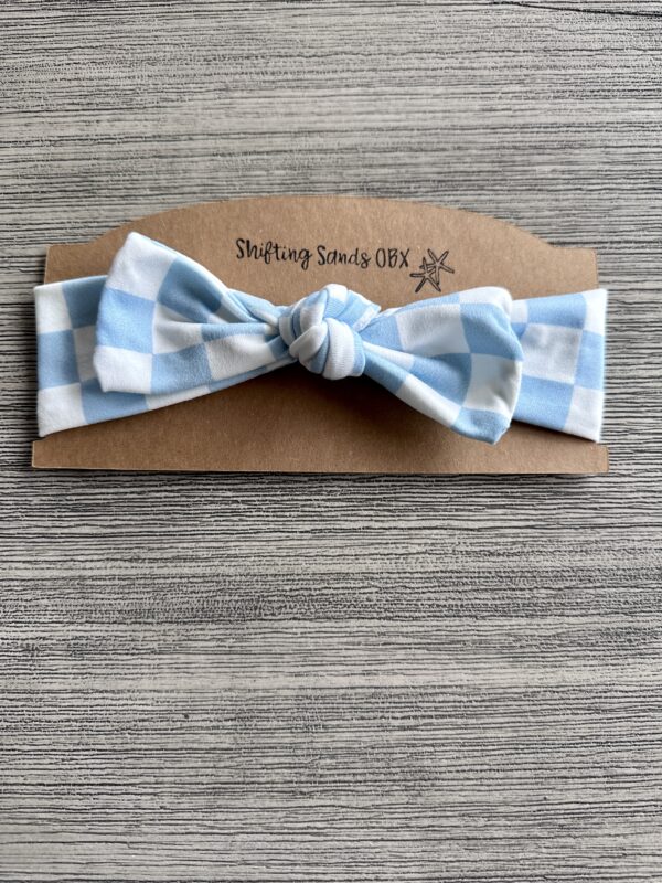 Baby Headband- Sky Blue & White Checker