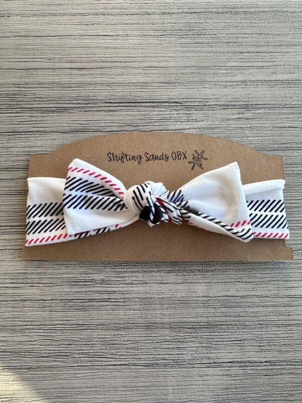 Baby Headband - White/Black Plaid