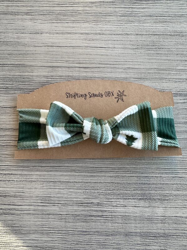 Baby Headband - Ribbed Knit/Buffalo Green Plaid/Tree