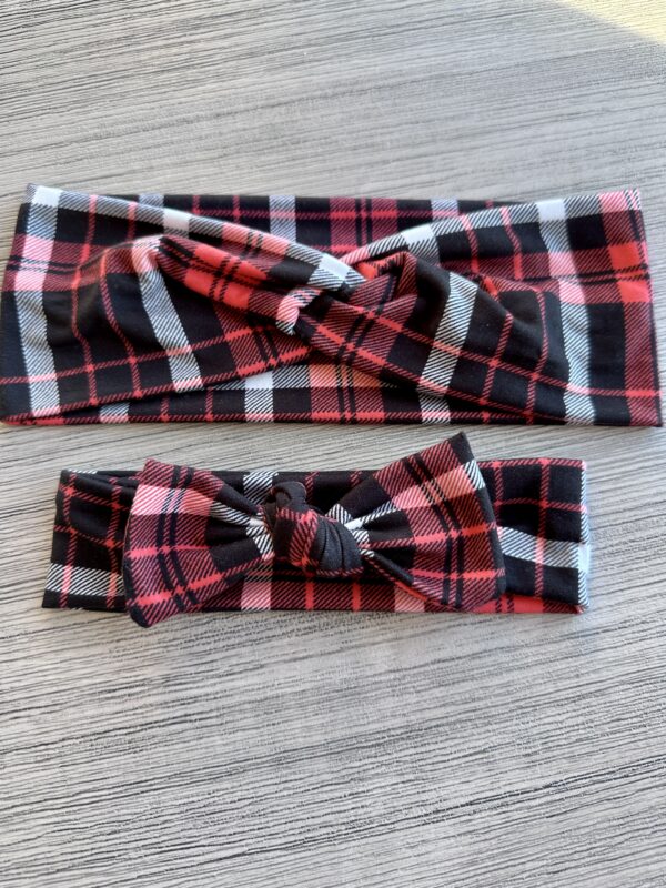 Baby Headband - Red/Black Flannel - Image 2