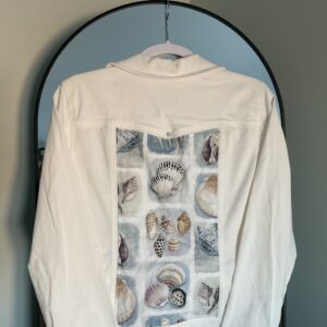 PreLoved Embellished Jean Jacket ~ Seashell Wishes